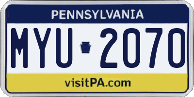 PA license plate MYU2070