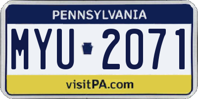 PA license plate MYU2071