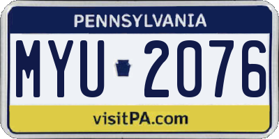 PA license plate MYU2076