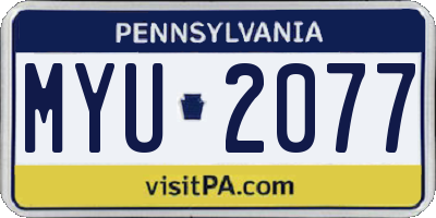 PA license plate MYU2077