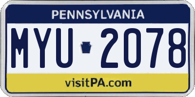 PA license plate MYU2078