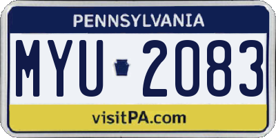PA license plate MYU2083