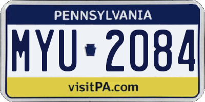 PA license plate MYU2084