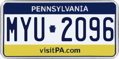 PA license plate MYU2096