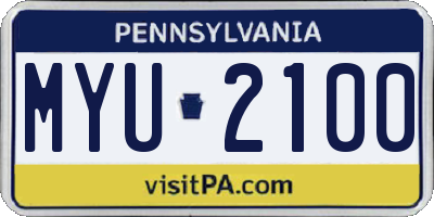 PA license plate MYU2100