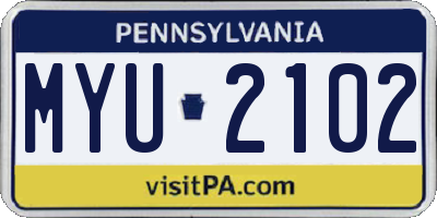 PA license plate MYU2102