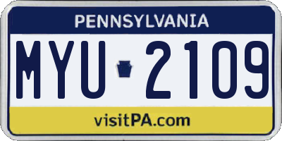 PA license plate MYU2109