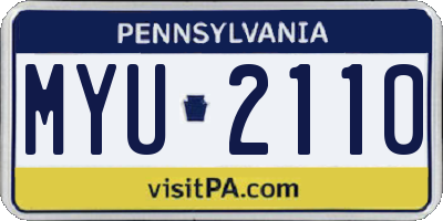 PA license plate MYU2110