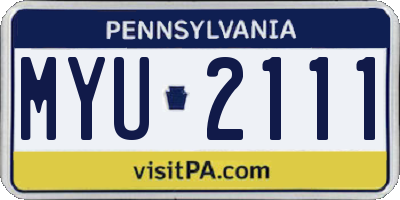 PA license plate MYU2111