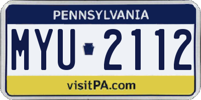 PA license plate MYU2112