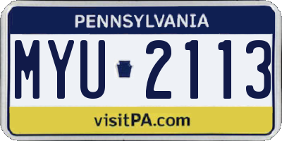 PA license plate MYU2113