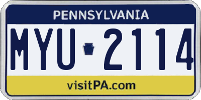 PA license plate MYU2114