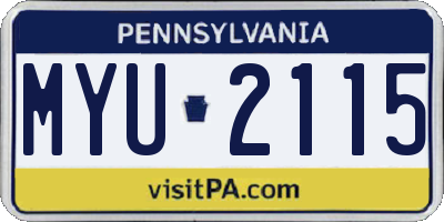 PA license plate MYU2115