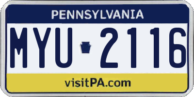 PA license plate MYU2116