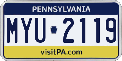 PA license plate MYU2119