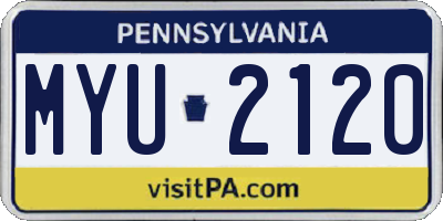 PA license plate MYU2120