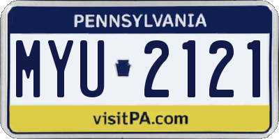 PA license plate MYU2121
