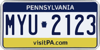 PA license plate MYU2123