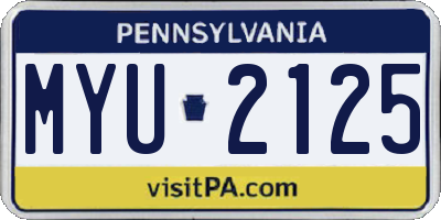 PA license plate MYU2125