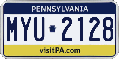 PA license plate MYU2128