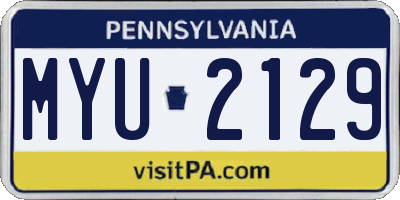 PA license plate MYU2129