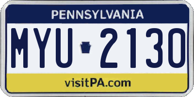 PA license plate MYU2130