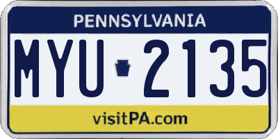 PA license plate MYU2135