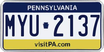 PA license plate MYU2137