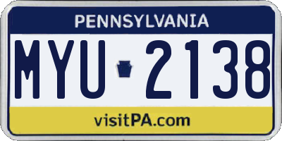 PA license plate MYU2138