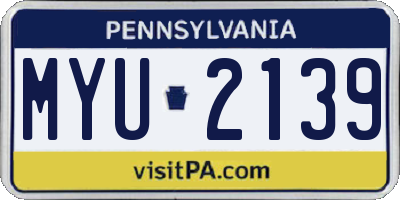 PA license plate MYU2139