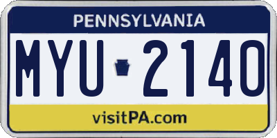 PA license plate MYU2140