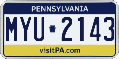 PA license plate MYU2143