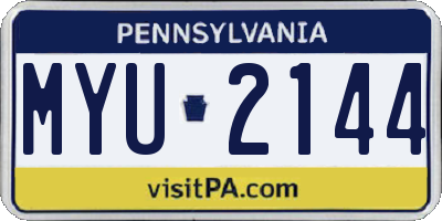 PA license plate MYU2144