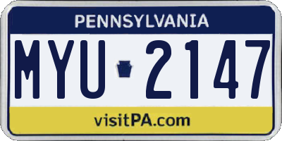 PA license plate MYU2147