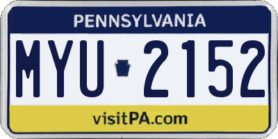 PA license plate MYU2152