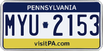 PA license plate MYU2153