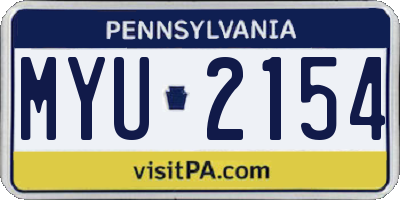 PA license plate MYU2154