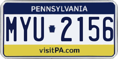 PA license plate MYU2156