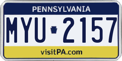 PA license plate MYU2157