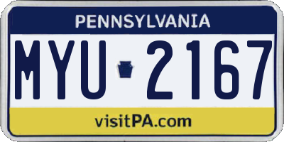PA license plate MYU2167