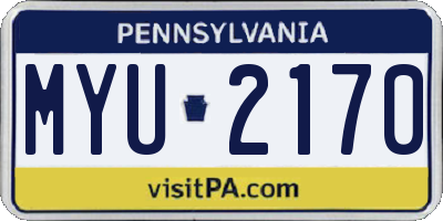 PA license plate MYU2170