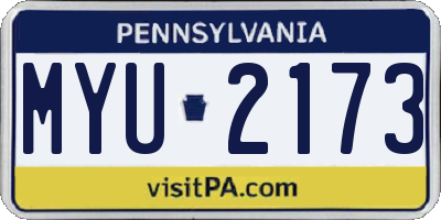 PA license plate MYU2173