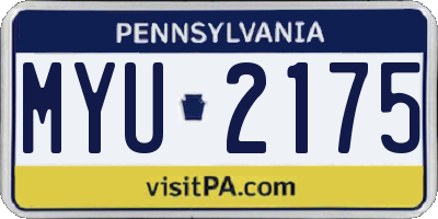 PA license plate MYU2175