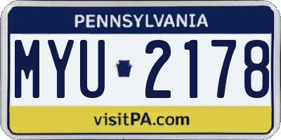 PA license plate MYU2178
