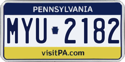 PA license plate MYU2182