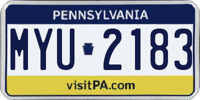 PA license plate MYU2183