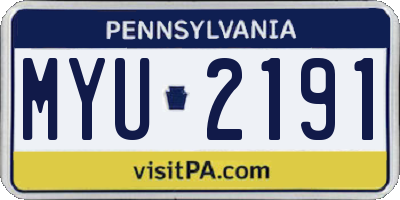 PA license plate MYU2191