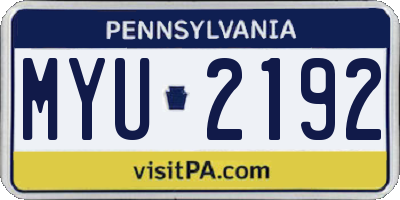 PA license plate MYU2192