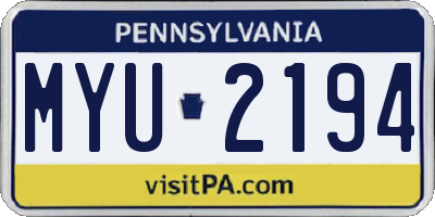 PA license plate MYU2194