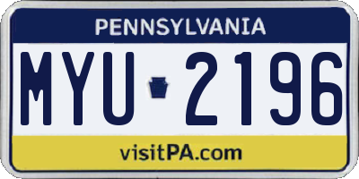 PA license plate MYU2196